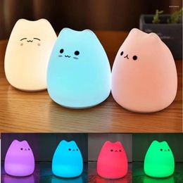 Night Lights ZQQBYY LED Light Cat Lamp Wireless Touch Sensor Silicone Battery Animal Child Holiday Bedroom Desktop Decor