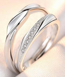 Temperament Korean Simple Fashion Pair Men and Women Couple Ring Style Crown Zircon Couple Rings Opening Wedding Simulation Diamon1721574