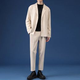 Suits Latest Coat Pant Designs Mens Suits With Pants Spring Autumn Fashion Slim Fit Wool Tweed Small Suit Casual Versatile Suit Coat