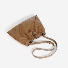 lady Evening Bags Minimalist and Lazy Hand Grab Pattern Drawstring Pleated Leather Women's Bag with Single Shoulder Crossbody