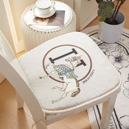 Chenille Sponge Dining Table Chair Cushion Memory Foam Pp Cotton Cushions Chair Cushions Thickened White Horse Light Luxury Stool Cushion