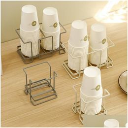 Kitchen Storage Organisation Iron Cups Holder Disposable Paper Cup Dispenser Glass Rack Home Office Coffee Station Stand Organiser Dhu8R