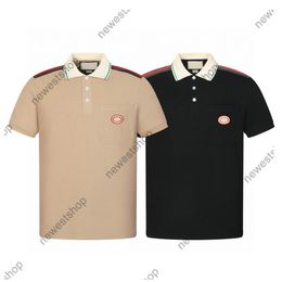 24SS Men designer Tee t shirt Polo pocket embroidery letter print short sleeve polos shirts cotton women Black khaki tshirt S-XL