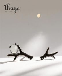 Thaya Moon Night Design Stud Earrings Moonstone Black S925 Sterling Silver Earrings for Women Punk Elegant Style Jewellery Gift 21036570924