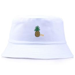 Men Women Pineapple Bucket Hat Hip Hop Fisherman Panama Hats Embroidery Cotton Outdoor Summer Casual Swag Bob Visor Cap Wide Brim285r