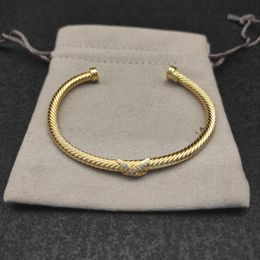 Dy mens bracelet designer twisted designer Jewellery cable wire vintage dy cuff bangles for man white fashion women designer bracelet party gift accessories zh157 E4