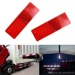 Truck Motorcycle Adhesive Rectangle Plastic Reflector Reflective Warning Plate Stickers Safety Sign For Car 2 Colours OOA49392621765