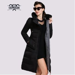 Parkas CEPRASK 2023 New Winter Jacket Women Parka Outerwear Long Fashionable Women's Winter Coat Hooded High Quality Warm Down Jacket