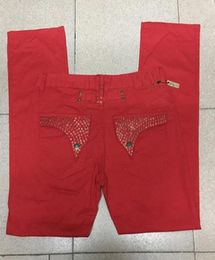 Mens Red Robin Jeans with Crystal Studs Men Denim Pants Metal Wing Clips Tag Jean size 30425731809