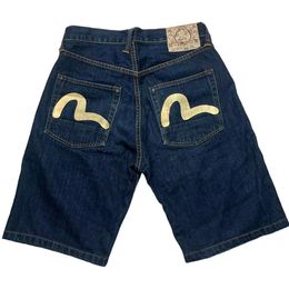 Designer maschile jeans jeans europeo hip-hop-hop scuro e bizzarro pantaloncini di jeans stampato personalità gamba dritta larga 74
