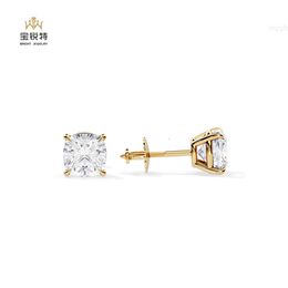 14k Rose Gold Stud Earrings Cushion Diamond Custom Lab Earring for Women