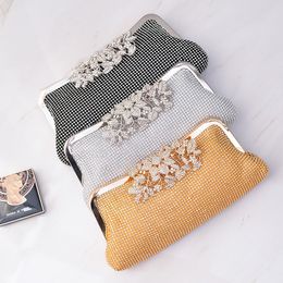 Luxury Evening Bags Fashion Sparkly Rhinestone Flower Clutch Bags for Women Girls Handmade Wedding Dinner Purses Chain Shoulder Crossbody Handbags DHL Shipping