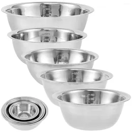 Bowls 5 Pcs Stainless Steel Mixing Bowl Set Multipurpose Nesting Sizes 2600ML Salad Dishwasher Safe For Kitchen Cooking