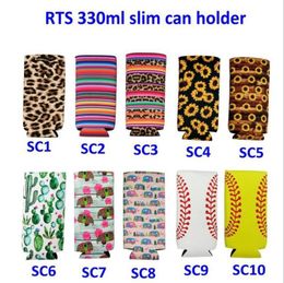 Neopren Slim Can Sleeve Leopard Print Insulator Cooler Baseball Can Holder Water Bottle Covers Cola Bottle Case Pouch LSK10609084617