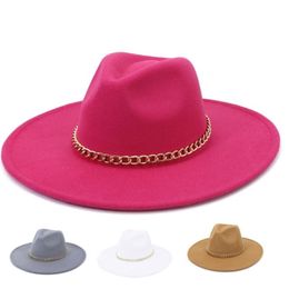 Wide Brim Hats Fedoras For Women Men Fine Gold Chain Hat Luxury Fashion Party Panama 2021 Autumn 9 2CM215y