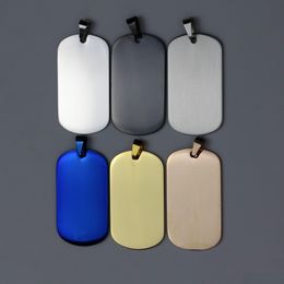 Pendant Necklaces 36X22X1.8Mm Dog Tags Stainless Steel Blank Rec Pendant Fit Link Bead Chain Military Army Laser Engravable Metal Pet Dhruu