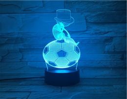 Bedroom LED Nighlight 3D Night Light Smart Phone Control Football Table Lamp 16 Color Remote Decoration Soccer Fans Birthday Gift2061356