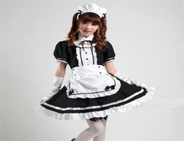 Akihabara Cosplay Sexy French maid Costume Cute Girls Black Lolita Dress Uniform Lolita School tulle Halloween Costume for Women4907195