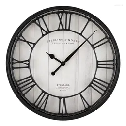 Wall Clocks Better Homes & Gardens 20" Black And White Analogue Round Raised Roman Numerals Grill Clock Decor