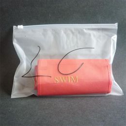 100x custom printed bikini swimwear packaging half frosted clear transparent plastic bag for clothing t shirt 2207049396919