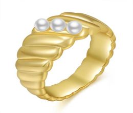 Classic Simulated Pearl Wedding Rings For Women With Micro Paved Special Anniversary Present GirlfriendWife Jewelry8209944