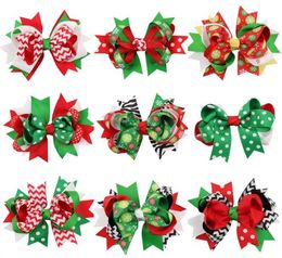 Girls Bow Christmas Hair Clip Ribbon Bow Lay Over 3D Barrettes Kids Christmas Headdress Children Cute Designer Hair Clips HHA6444108781