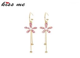 Dangle Chandelier Kissme Multicolor Crystal Acrylic Pearl Flower Earrings For Women Gold Colour Brass Long Tassel Fashion Jewelry9571557