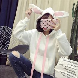 Women's Hoodies Womens Tops Fashion Solid Colour Long Sleeve Ears Sweatshirt French Style Cotton Comfortable Blouse Loose Hoodie For