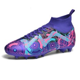 Women Men AG Football Boots Kids TF Soccer Cleats Youth Anti Slip Training Shoes Blue Purple Yellow