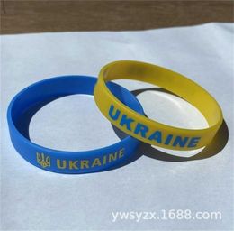 2022 Support Ukraine Wristbands Silicone Rubber Bangles Bracelets Ukrainian Flags I Stand With Ukrainian Yellow Blue Sports El5484083