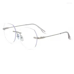 Sunglasses Frames 54mm Alloy Frameless Polygonal Glasses Frame For Men And Women Anti Blue Light Prescription 5103