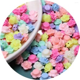 Decorative Flowers 100/20/500pcs 13mm Flatback Acrylic Resin Beads Cabochon With Hole For Mobile Phone Case Jewelry Decor Bracelet