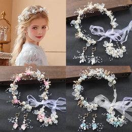 Hair Accessories Elegant Bohemian Imitated Pearl Crowns Girls Bridal Wedding Headband Floral Garland Romantic Wreaths Flower Adult