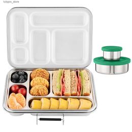 Bento Boxes AOHEA Stainless Steel Bento Box Kids Kids Metal Lunch Box BPA Free with 2 Containers for School and Office L240307