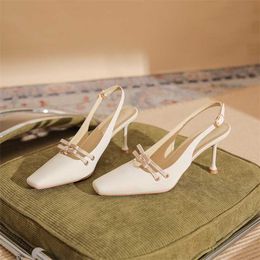 Sell Square Headed High Heels Dress Shoes Summer Sandal Women Baotou Thin Heel Air Sandals 240228