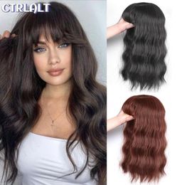 Synthetic Wigs Long Curly Hair With Bangs Replacement Block Simulation Seam Air Natural Invisible Cover White4479013