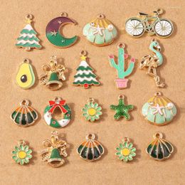 Charms 10pcs/Lot Random Mix Enamel Shell Animal Flower Pendants For Jewelry Making DIY Earrings Necklace Accessories Supplies