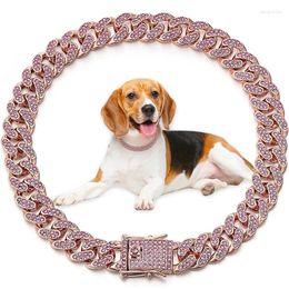 Dog Collars Gold Chains Collar Diamond Pet Cuban Chain Link Choke For Dogs Cats Puppy Luxury Jewellery Necklace Accessory