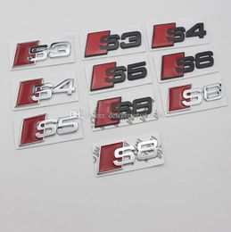 Wholesale Decal Sticker Car Auto Metal 3D Car emblems chrome badges bumper stickers Black Silver S3 S4 S5 S6 S7 S8 for Car-styling9688299