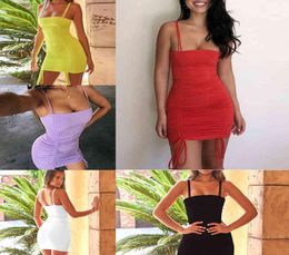 Sexy Summer Women Skirt Shorts Dress Suspender Multicolor Pleated bodycon mini kleid Ladies Designer Short Mini Club Slim women cl5243458