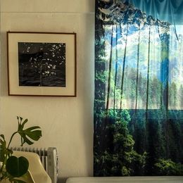 Scenery Tree Tulle Sheer Curtains for Living Room Decoration the Bedroom Kitchen Voile Pervious To Light 240301
