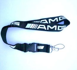 New AMG Lanyard Keychain Key Chain ID Badge cell phone holder Neck Strap black and white 10pcs6347088