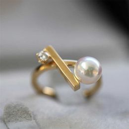 DIY Pearl Accessories 18K Gold Clad Copper Thick Plated T-Family Cross Balance Wood Jewellery ring Semi finished 6-9.5mm t Jewellery ring
