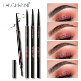 Langmanni Eyebrow Enhancers Makeup Skinny Brow Pencil Gold With Brush 4 Colour Ebony/Medium/Soft /Dark/Chocolate Drop Delivery Health Beauty Eye Dhrjj