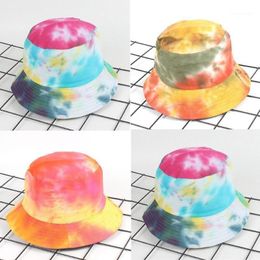 Cotton Adults Bucket Hat Cap Fishing Fisherman Beach Festival Sun Tie Dye Cap Party Headwear Bucket Hats Chapeau Casquette331S