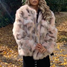 Fur Faux Fur Coat Women Winter Long Coats New Fashion Autumn Thick Warm Soft Leopard Print Fur Jacket Female Overcoat Outerwear