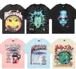 Men's T-Shirts American t-shirt fashion brand Hellstar Abstract body adopts fun print vintage high quality double cotton designer casual short sleeve T-Shirts