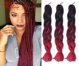 Ombre Three Two Mix Colors Kanekalon Braiding Hair Synthetic Jumbo Braiding Hair Extensions 24inch Crochet Braids Hair Bulk Wholes5515473