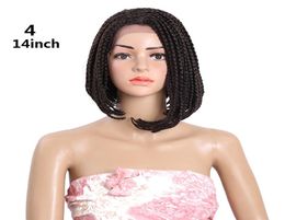 14inch 3X Box Braid Crochet Wig Synthetic Ombre Heat Resistant Fibre Lace Front Wig Bob Hairstyle Braided Lace Frontal Wigs With B8173127