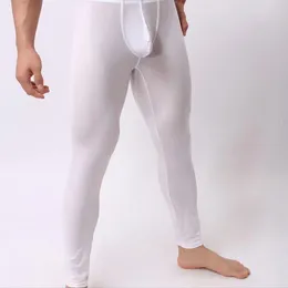 Men's Pants Tight-fitting Men Trousers Skinny Ultrathin U Pouch High Elasticity Long Johns Leggings Soft Mid Waist For Home